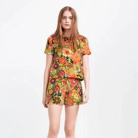 Zara Pants - Zara Trafaluc Women's Floral Romper Size XS Button Key Hole